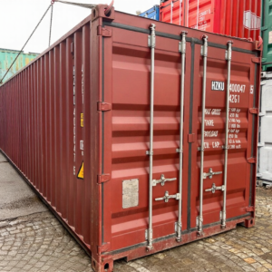 Brugt 40 fods skibscontainer – Bordeaux (RAL 3009)